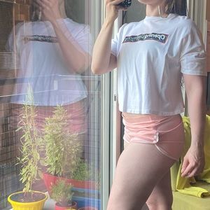 Ruched back opening ceremony BOX LOGO cropped tee